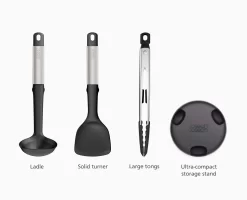 Joseph Joseph Elevate™ Fusion 3-piece Stainless-steel Utensil Set With Compact Stand -Kitchen Essentials Shop 10569 Media