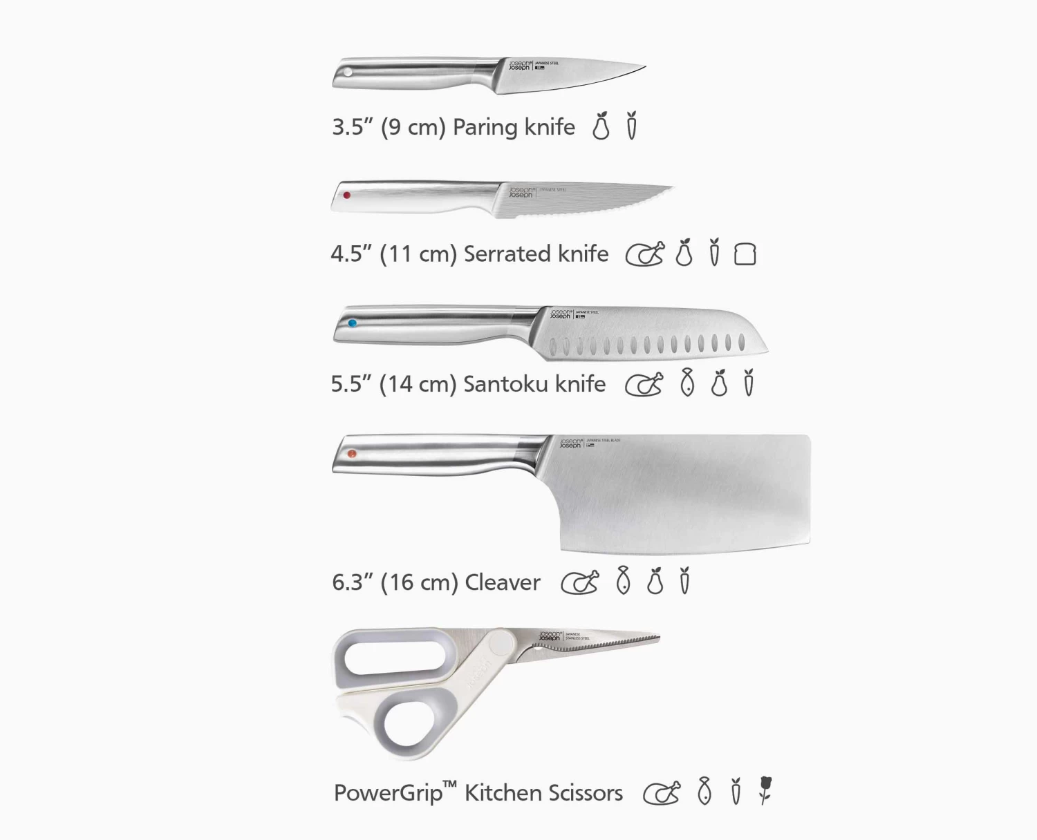 Joseph Joseph Elevate™ Fusion 5-piece Knife & Scissor Set With Beechwood Block 10 Joseph Joseph Elevate™ Fusion 5-piece Knife & Scissor Set With Beechwood Block - Image 10