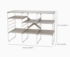 Joseph Joseph Level™ Plus Large Adjustable Ecru Shoe Rack -Kitchen Essentials Shop 55009 PDP DIMS