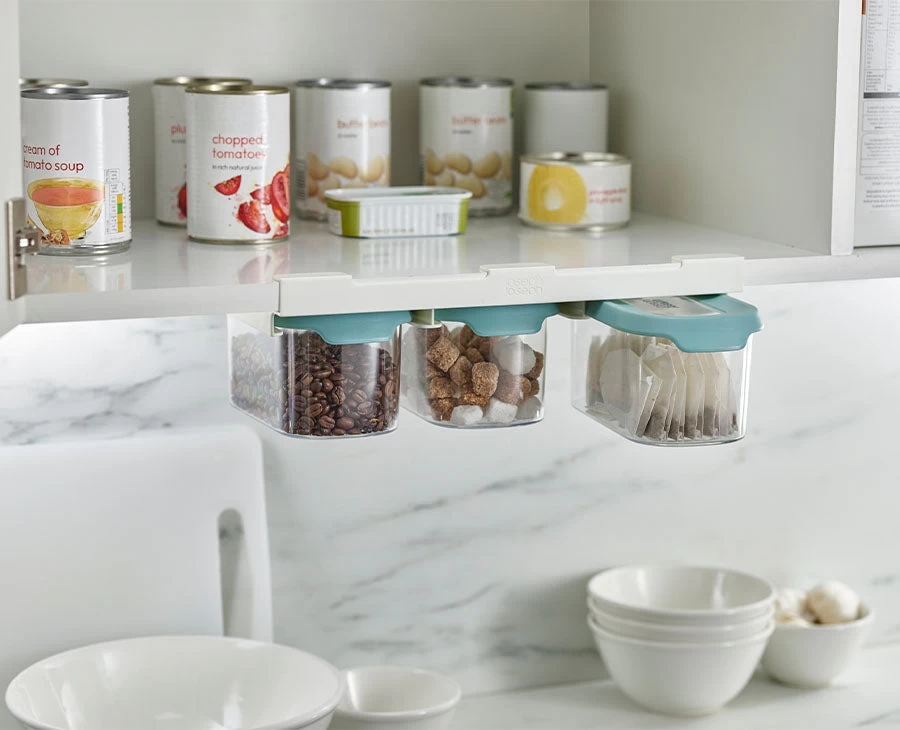 Joseph Joseph CupboardStore™ Blue Under-shelf Storage 900ml Container Set 2 Joseph Joseph CupboardStore™ Blue Under-shelf Storage 900ml Container Set - Image 2