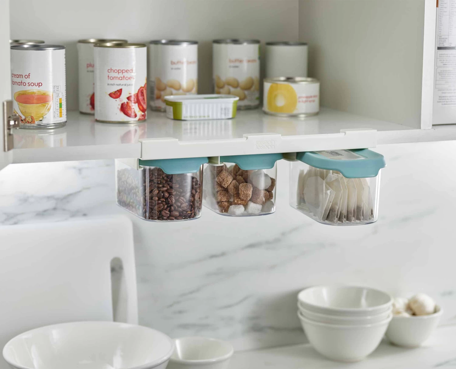 Joseph Joseph CupboardStore™ Blue Under-shelf Storage 900ml Container Set 3 Joseph Joseph CupboardStore™ Blue Under-shelf Storage 900ml Container Set - Image 3