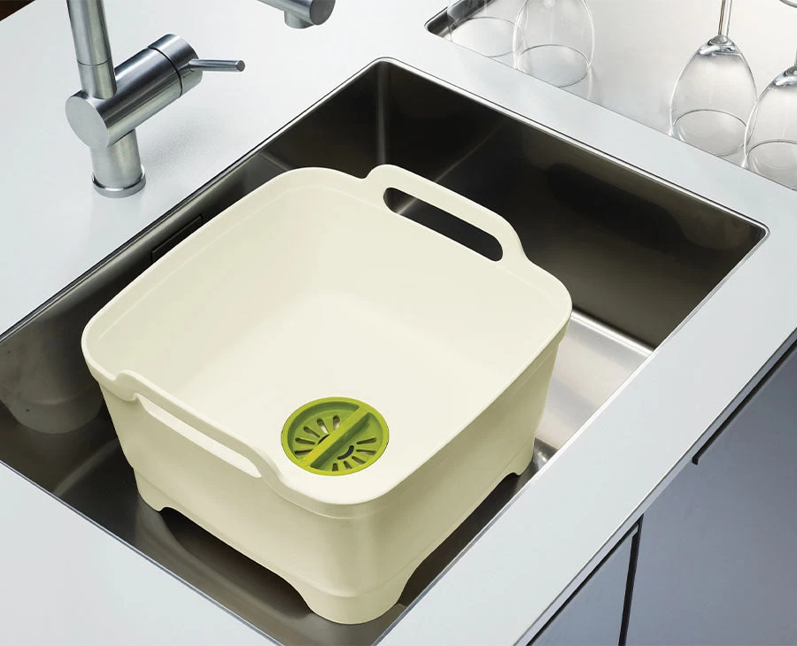 Wash&Drain™ White Green Washing-up Bowl 2 Wash&Drain™ White Green Washing-up Bowl - Image 2