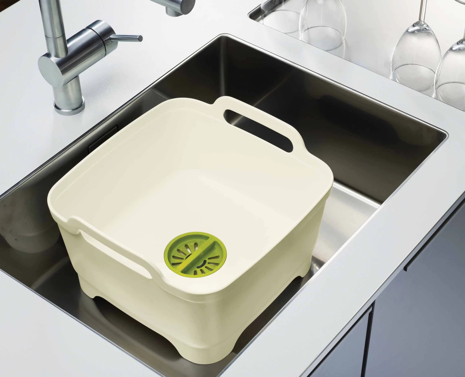 Wash&Drain™ White Green Washing-up Bowl 3 Wash&Drain™ White Green Washing-up Bowl - Image 3