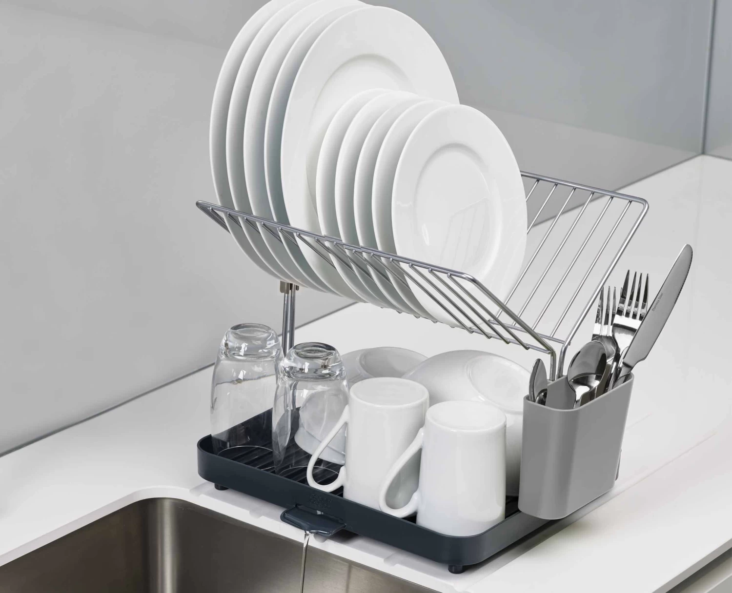 Joseph Joseph Y-Rack™ Grey 2-tier Dish Rack 3 Joseph Joseph Y-Rack™ Grey 2-tier Dish Rack - Image 3