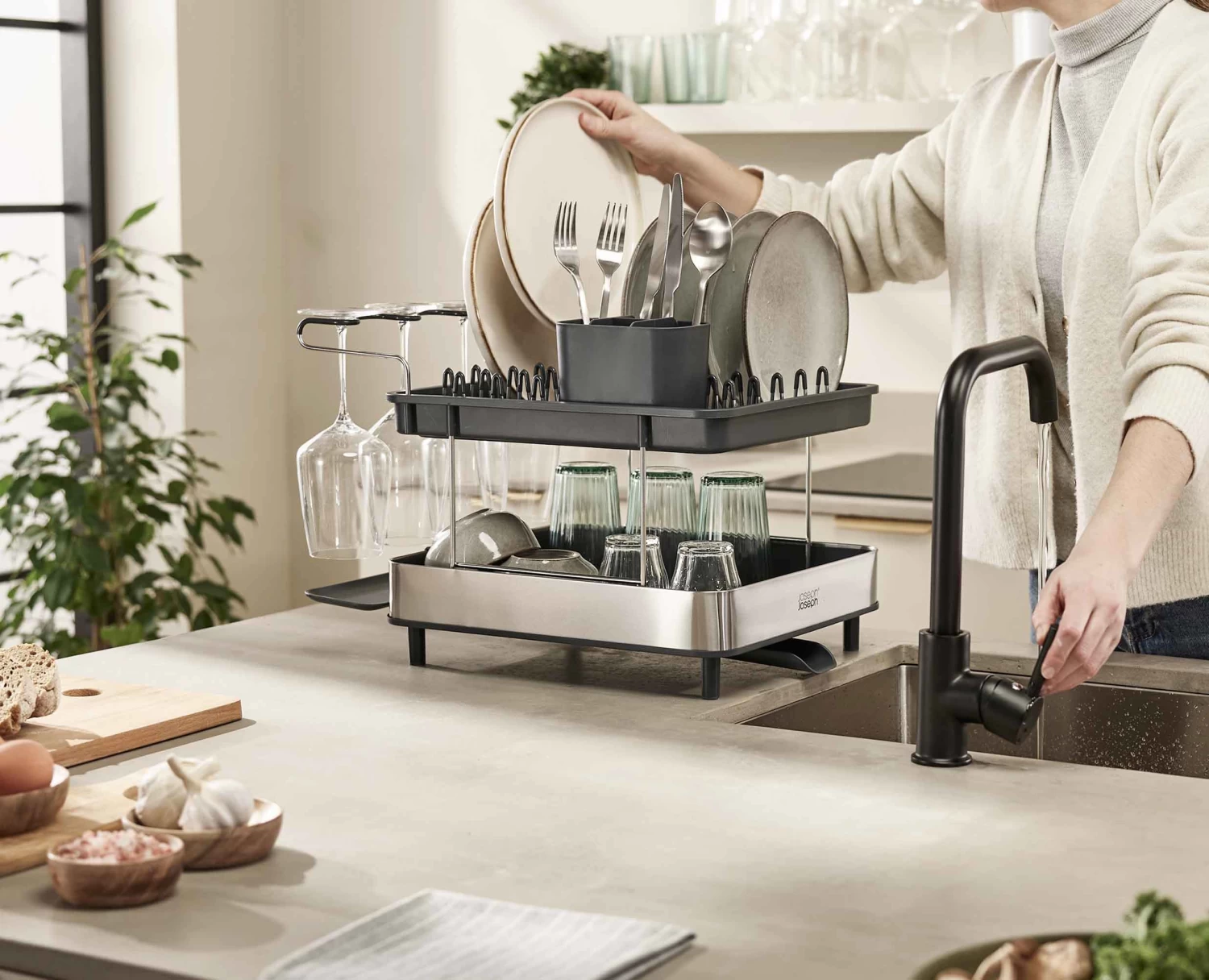 Joseph Joseph Excel™ Stainless-steel 2-Tier Dish Rack 3 Joseph Joseph Excel™ Stainless-steel 2-Tier Dish Rack - Image 3