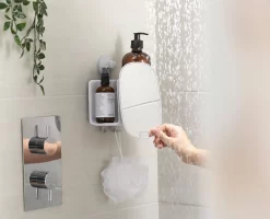 Joseph Joseph EasyStore™ White Shower Shelf With Adjustable Mirror -Kitchen Essentials Shop Image 02